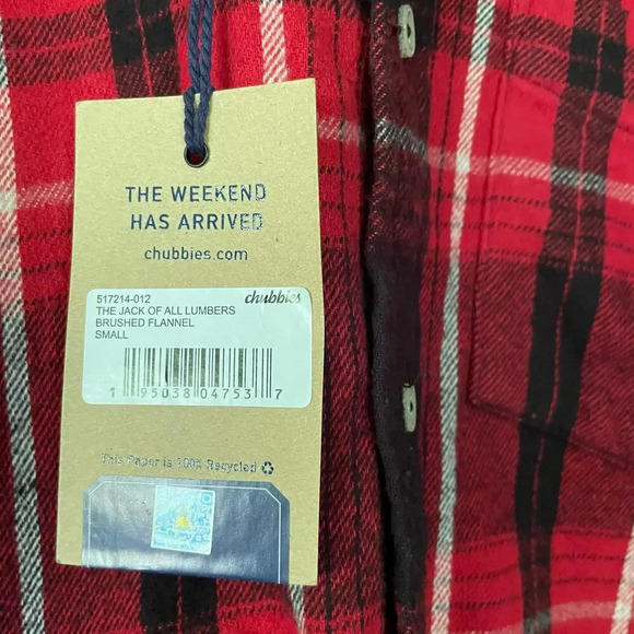Chubbies The Jack of All Lumbers Brushed Flannel Shirt Plaid Size Small NEW - Picture 7 of 9